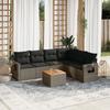 7 Piece Garden Sofa Set with Cushions Gray Poly Rattan