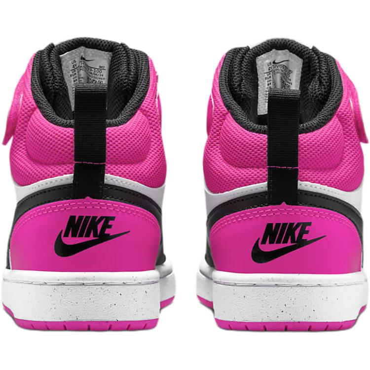 Nike Кроссовки Court Borough Mid 2 GS Fierce Pink Kids белые черные HV0933-100