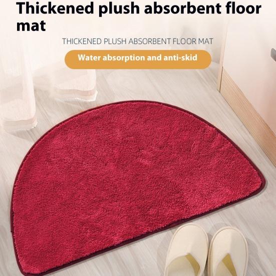 Полукруглый дверной коврик, нескользящий входной коврик, однотонный плюшевый напольный коврик для домашнего интерьера, входной двери, коридора, ванной комнаты