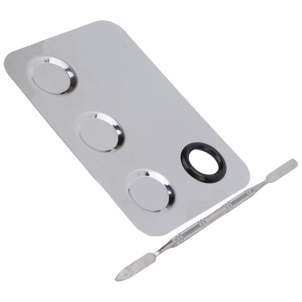 Cosmetic Mixing Plate Stainless Steel Makeup Professional Rectangle Shape Slotted Pigment Blending Palette With Spatula
