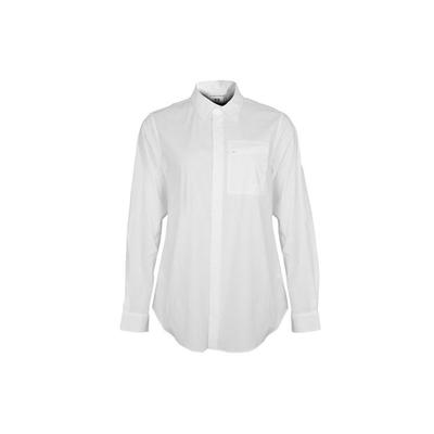 FW21 Однотонная рубашка с длинным рукавом и карманом на молнии, женские рубашки белого цвета HB1696