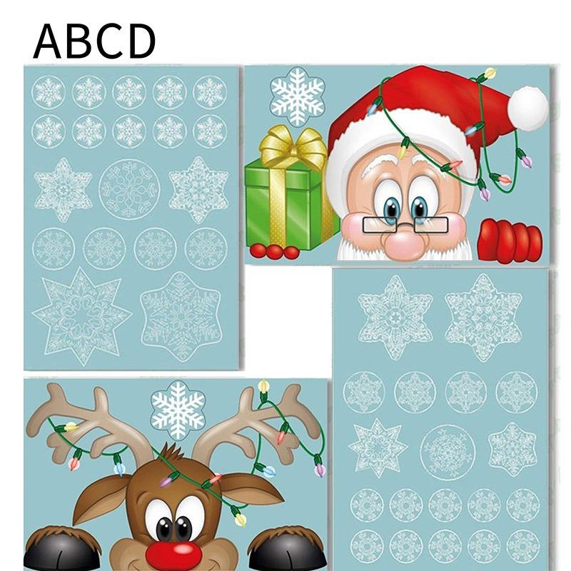 Рождественская Снежинка Окно Адсорбционная Стеклянная Наклейка Рождественская Наклейка Украшение Праздничная Снежинка Санта-Клаус Олень Партии Наклейка