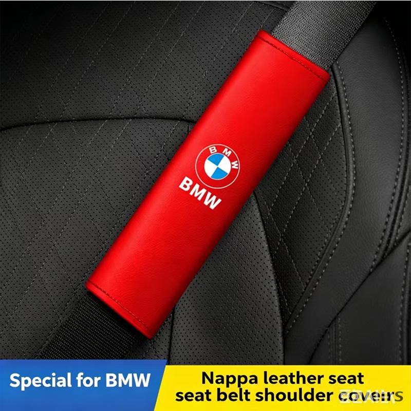 Car Sticker Leather Seat Belt Shoulder Pads Protector Cushion Covers Fit For BMW M Series E46 E90 E60 F30 F10 E39 E36 F20 G30 G2 23EG