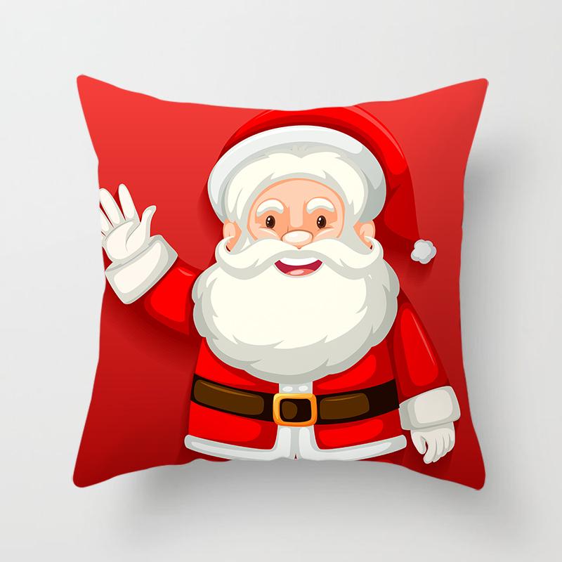 Cartoon Santa Claus Pillowcase Sofa Kids Room Decoration Merry Christmas Cushion Cover