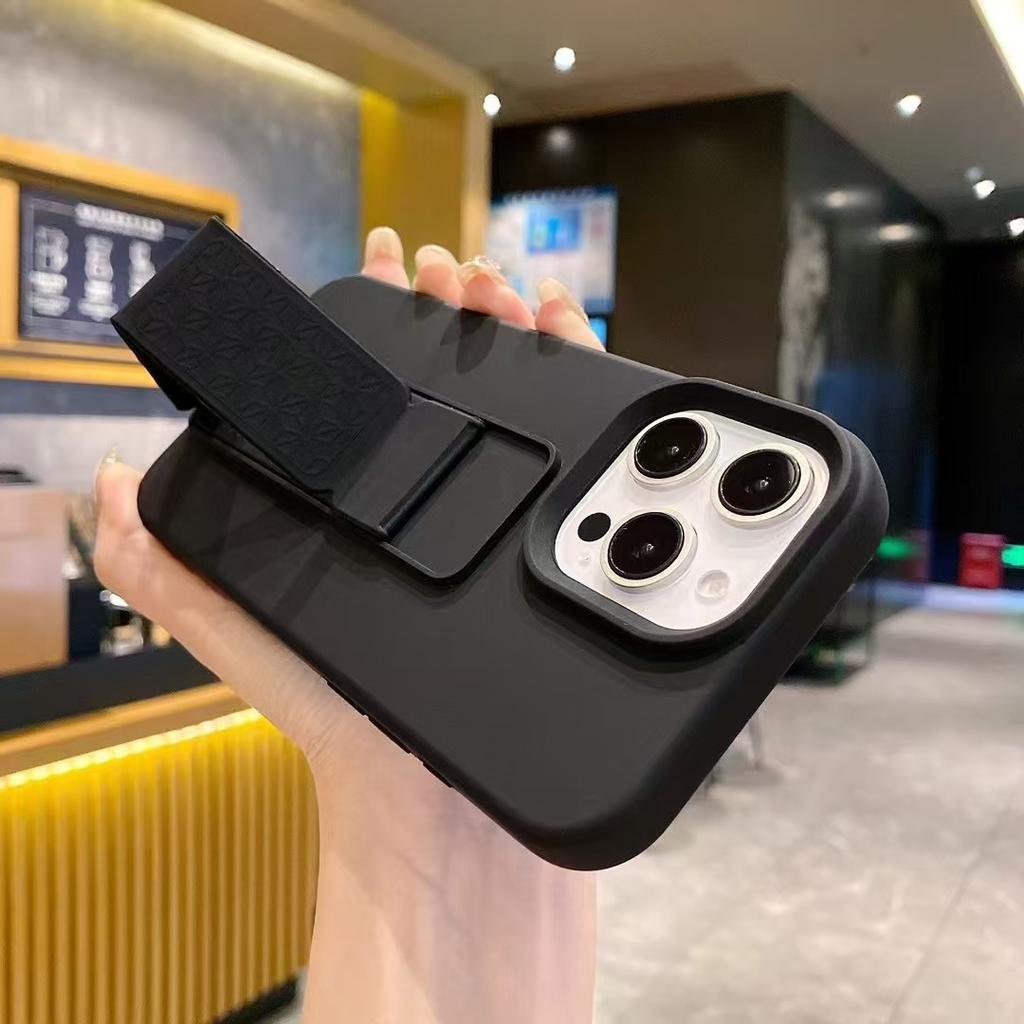 Подходит для Ip16promax Жидкий силиконовый ремешок-подставка, Защитный чехол однотонного цвета для Apple 15/14