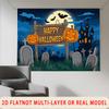 Party Backdrop Halloween Flat Spooky Pumpkin Graveyard Multi Layered Celebrations Event Backdrop Decoration Front Door Decor