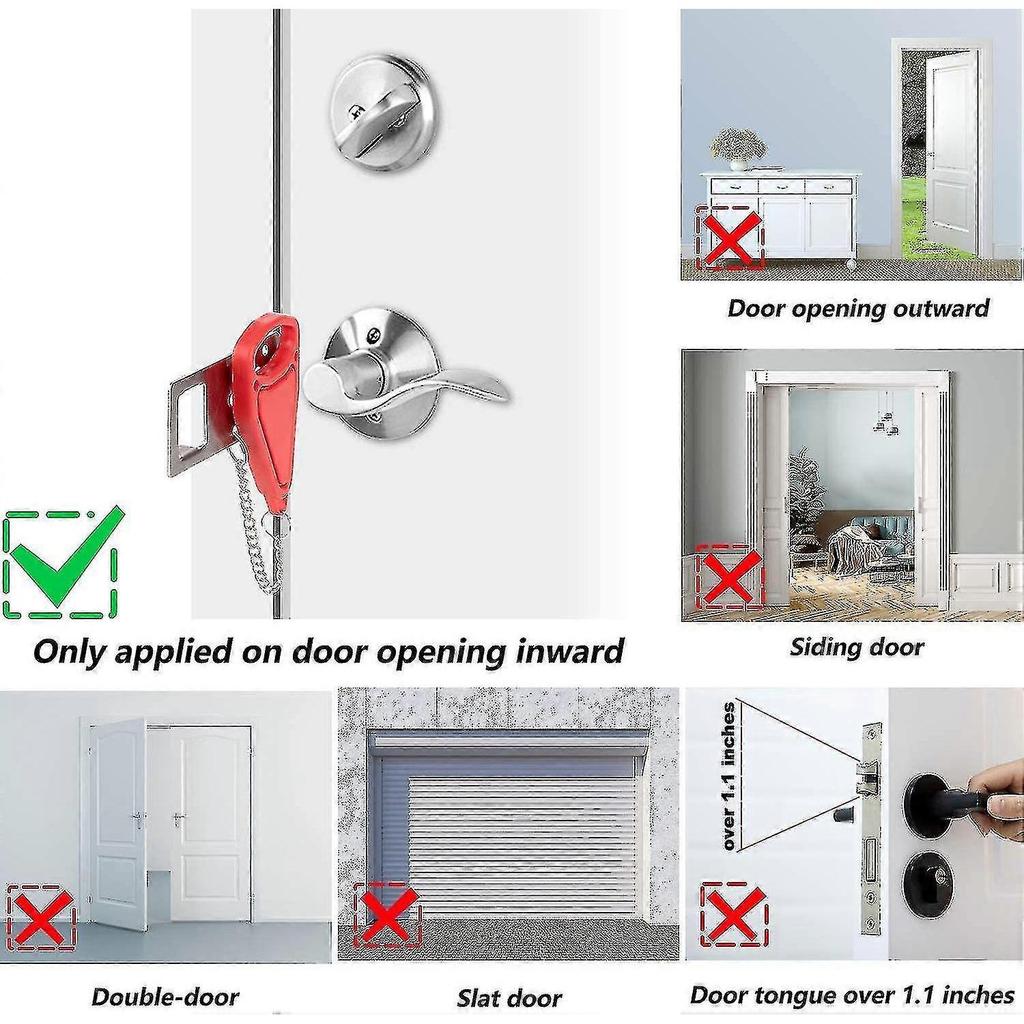 Portable Door Lock Home Security Door Locker Travel Lockdown Locks