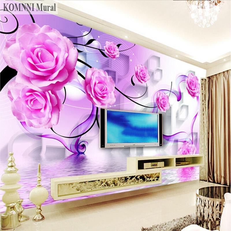 Современные модные обои 3D фрески с цветком розы Спальня Гостиная Диван ТВ Фон Обои
