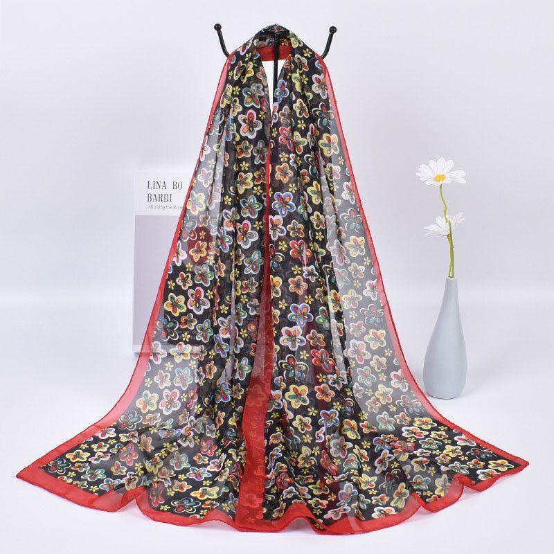Women's Scarves, Fashionable Chiffon Printed Scarves, Long Neck Protection, Thin Rectangular Scarves