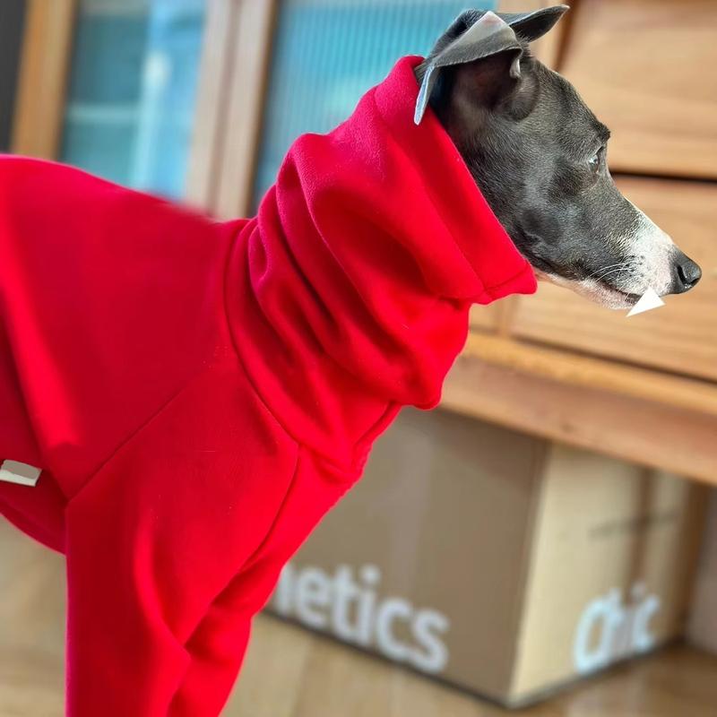 Winter Warm 4-legged Red Jacket for Italy Greyhound Wellington Dog Clothes Autumn Thick Warm Fashion Sweatshirt for Whipbit