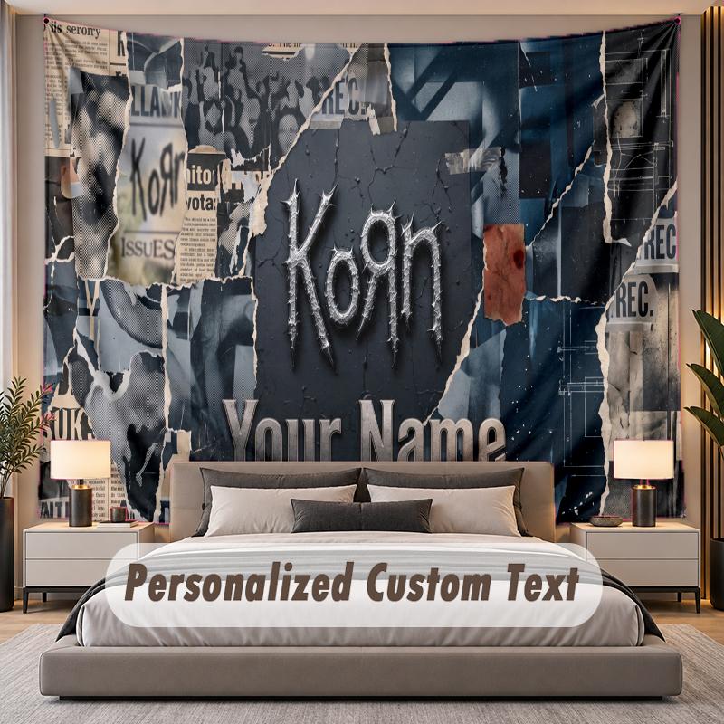 Custom Name Text Tapestry Korn Personalized Polyester Wall Tapestry For Bedroom And Room