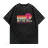 Womens Retro Vintage Save The Tatas Breast Cancer Awareness Ribbon T Shirt Black 2X Large vintage Washed Casual Breathable