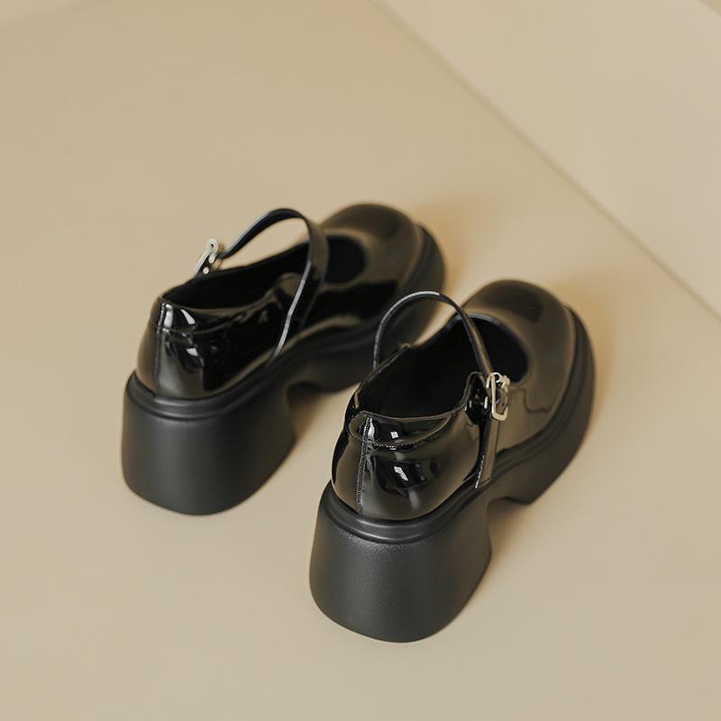 Туфли-лодочки на платформе и высоком каблуке, женские, весна и лето, новые, универсальные, с открытым верхом, французский толстый каблук, круглый носок, ремешок с пряжкой, одинарные