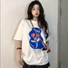 Летняя женская футболка с цветочным принтом, повседневные футболки с коротким рукавом, модная уличная одежда, свитер с круглым вырезом, женская свободная одежда