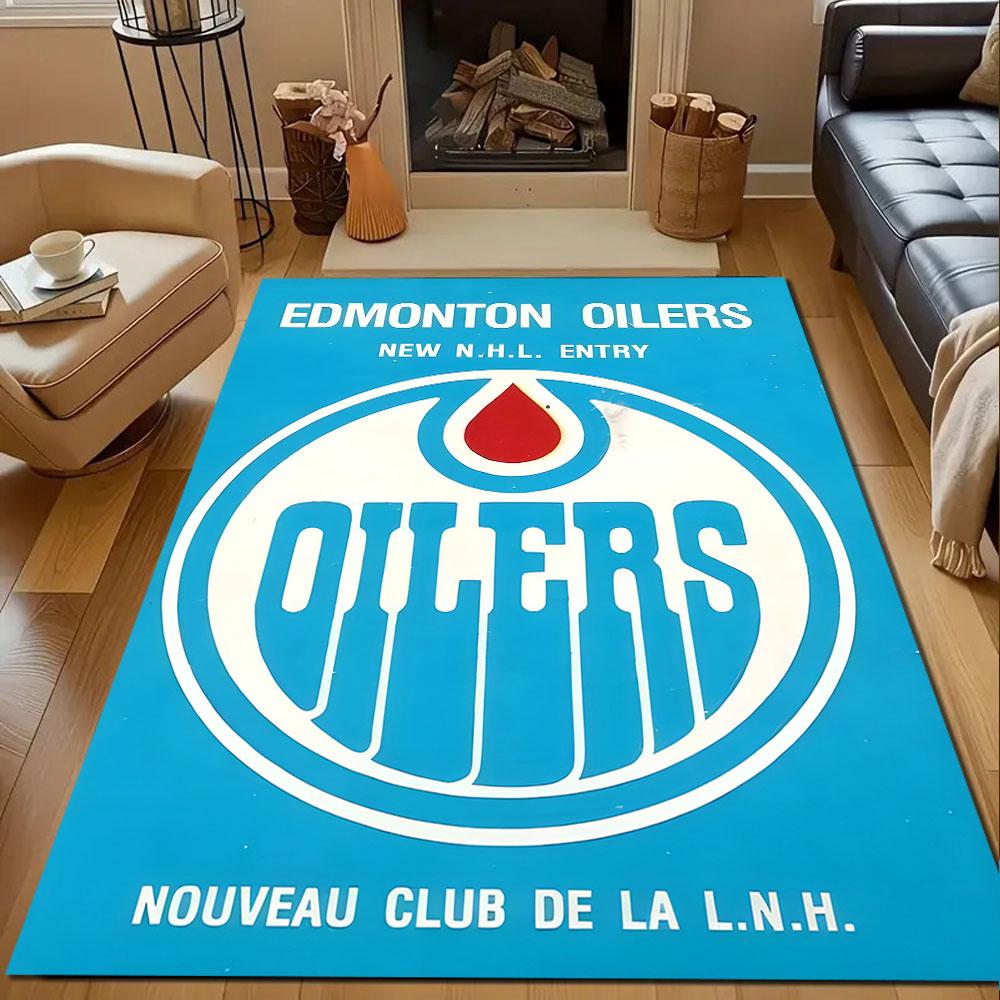 Коврик с логотипом команды НХЛ Edmonton Oilers, ковер с рисунком, нескользящий коврик, подходит для диванов в гостиной и спальне