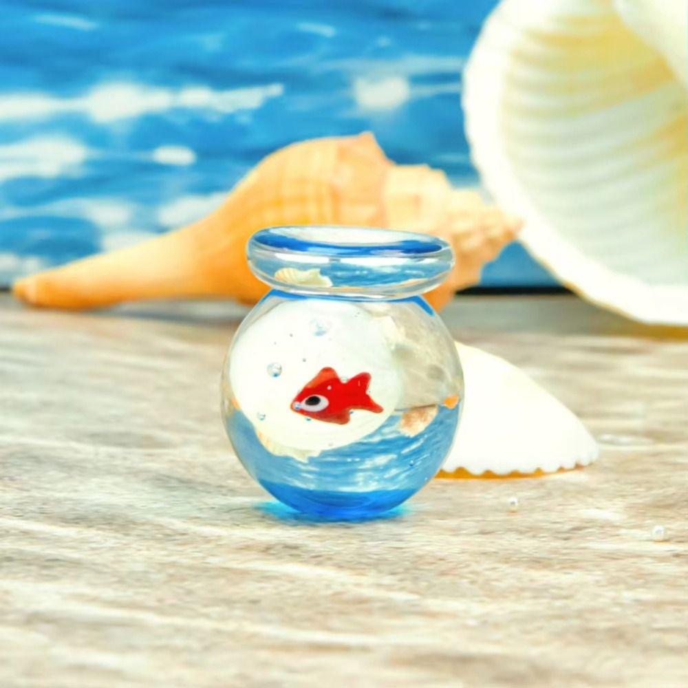 Creative Mini Glass Fish Tank Cute Mini Pocket Fish Statue Aquarium Decoration Home Ornament