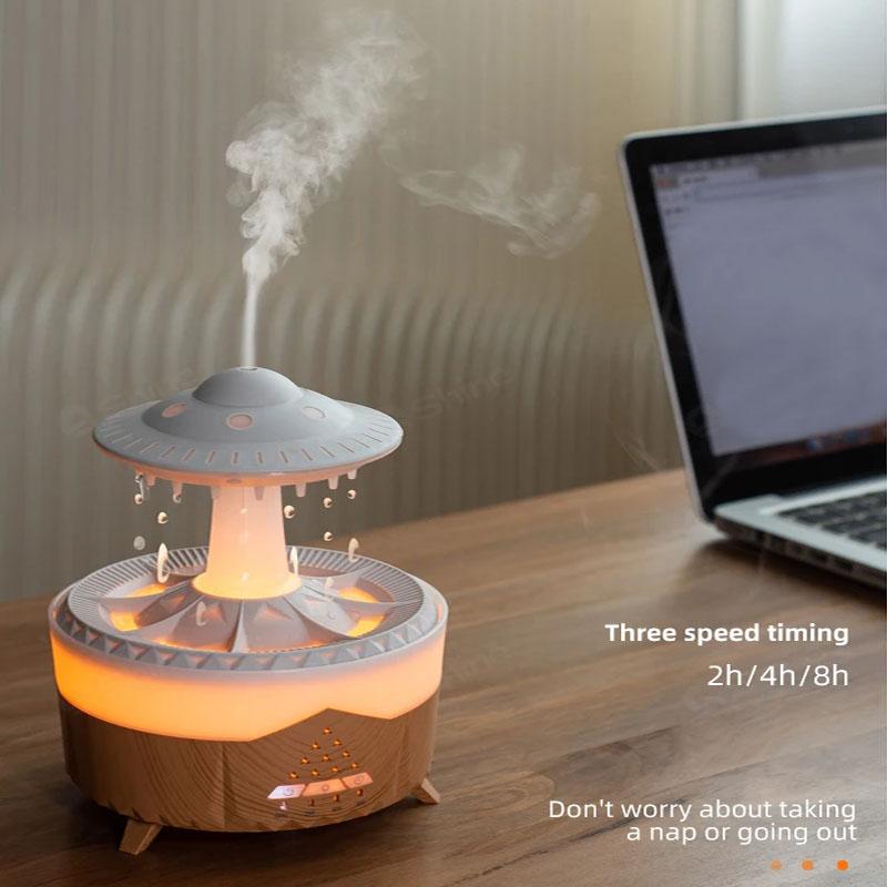 Увлажнитель дождевых облаков с вилкой европейского стандарта, капельница для воды с дистанционным управлением, увлажнитель дождевых капель, диффузор дождевых облаков, грибовидный увлажнитель воздуха с ночником