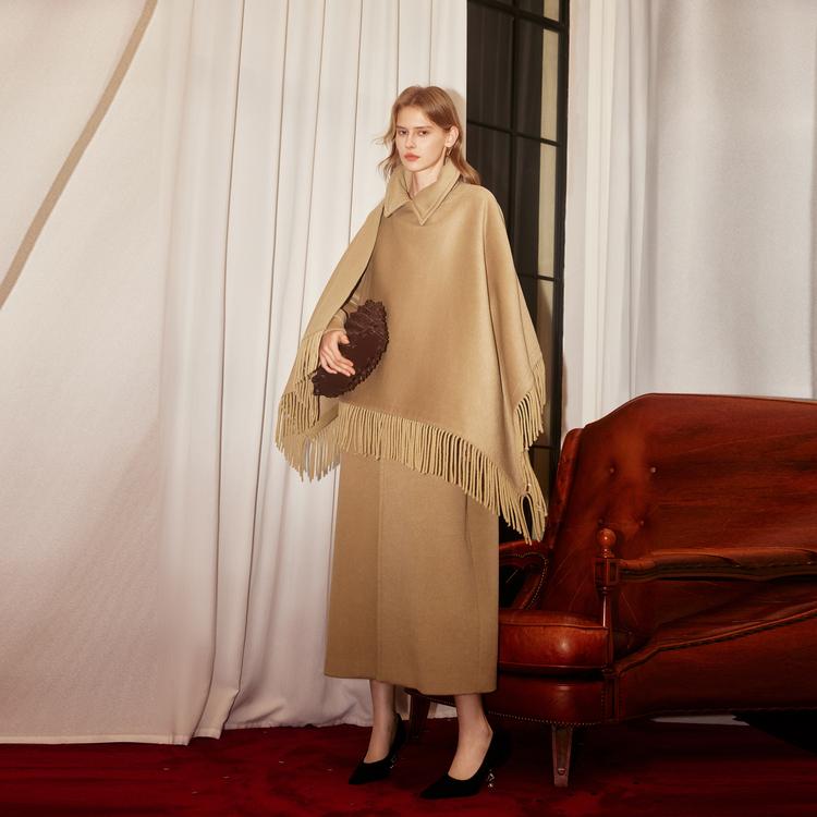 Elle X Xu Zhi Collaboration Lapel Elegant Minimalist Coat Women coats Khaki EF50739