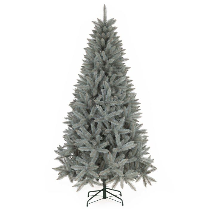 Sapin de Noël artificiel - SPRINGOS - Épicéa du Caucase argenté - 220 cm - Aiguilles PVC écologique - Support métal 4 branches