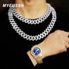 Новые часы Iced Out, мужские кубинские звенья, браслет-цепочка, ожерелье, колье, блестящие ювелирные изделия, мужские большие золотые цепочки, комплект часов в стиле хип-хоп, панк