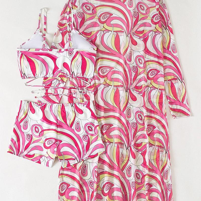 Женский купальник с высокой талией, комплект бикини из трех частей, женский купальник с длинными рукавами, пляжные купальные костюмы