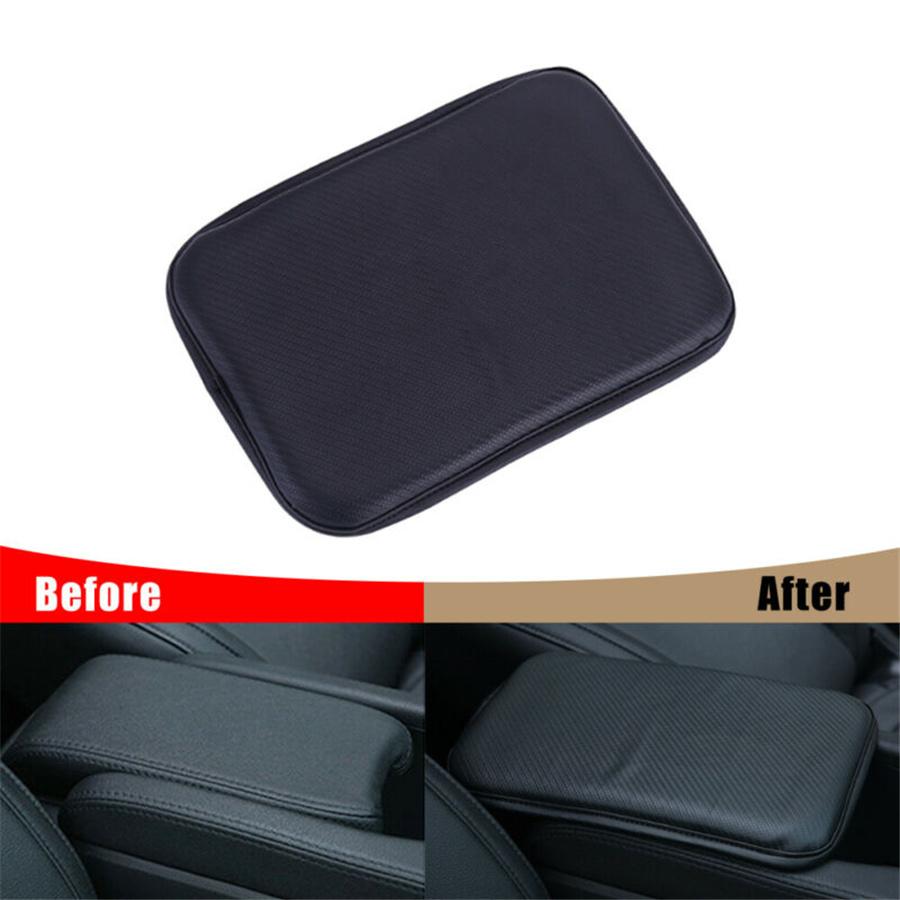 Black PU Leather Car Armrest Pad Center Console Box Cushion Mat Cover Protector