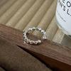 Elegant S925 Silver Adjustable Ring In Geometric Pattern For Trendy Women
