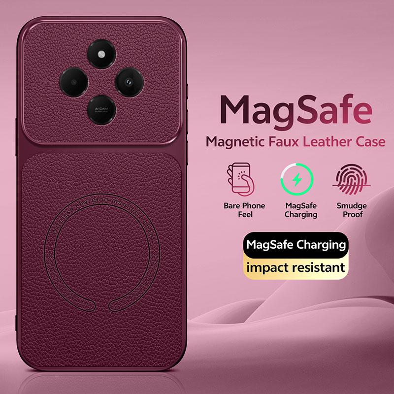 Чехол-книжка из роскошной PU-кожи с магнитной беспроводной зарядкой для Magsafe Xiaomi Redmi 14C 15A A4 A3 A7 Pro 17, мягкая задняя крышка