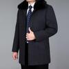 Men Woolen Coat Autumn Wool Jacket Thick Winter Wool Blend Coat Mens Pea Coat Fur Liner Detachable Real Rabbit Fur