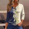 Women's T Shirt Tee Print Button 3/4 Sleeve Daily Weekend Fashion Basic V Neck Regular Top