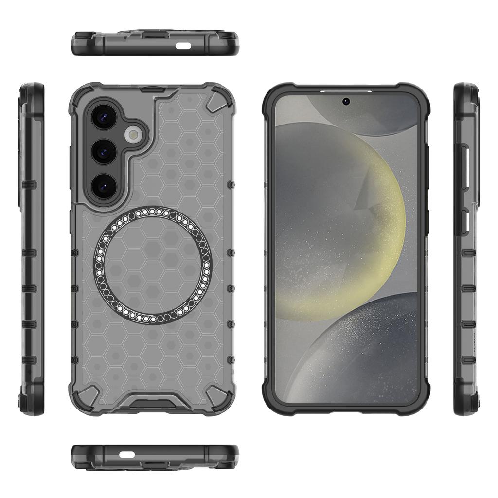 For Samsung Galaxy S25+ Magnetic Case Honeycomb Design TPU+PC Phone Cover