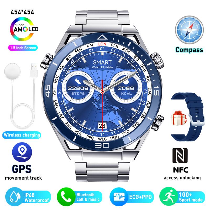 Ecg+ppg умные часы GPS спортивный трек 1,5 дюйма 454*454 экран Nfc Bluetooth вызов умные часы мужские для Huawei Watches Ultimate