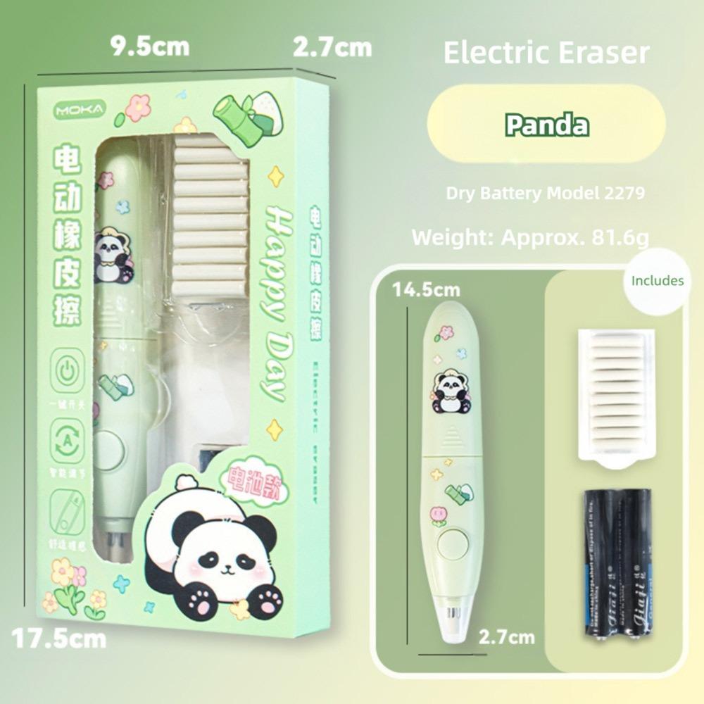 Cartoon Design Automatic Eraser Battery Powered No Debris Eraser Electric Eraser Set  Students Use