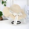 New lace bow sun hat women's spring and summer vacation wavy edge straw hat breathable sun hat
