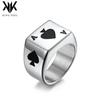 Red Heart & Spade Titanium Steel Men's Ring - European & American Style Lucky Playing Card Jewelry