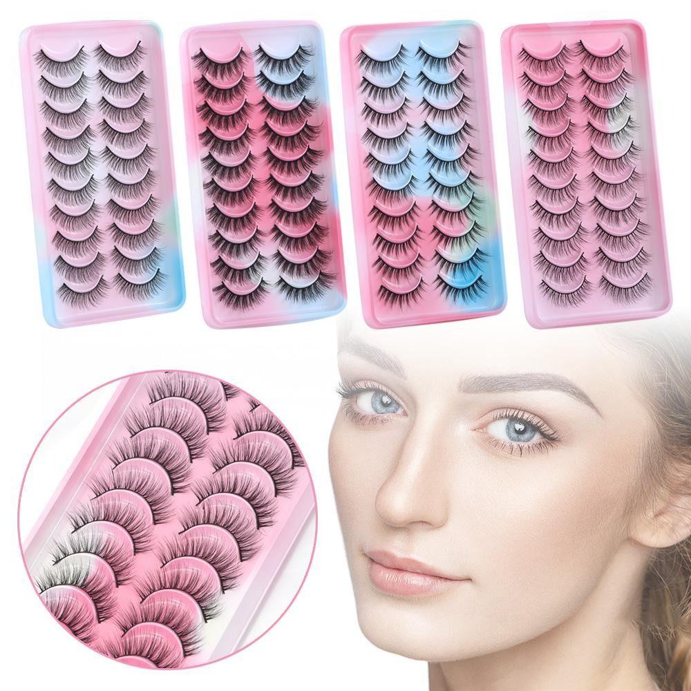 10 Pairs Fluffy Manga Lashes Short Anime Eyelashes Fashion False Eyelashes for Women