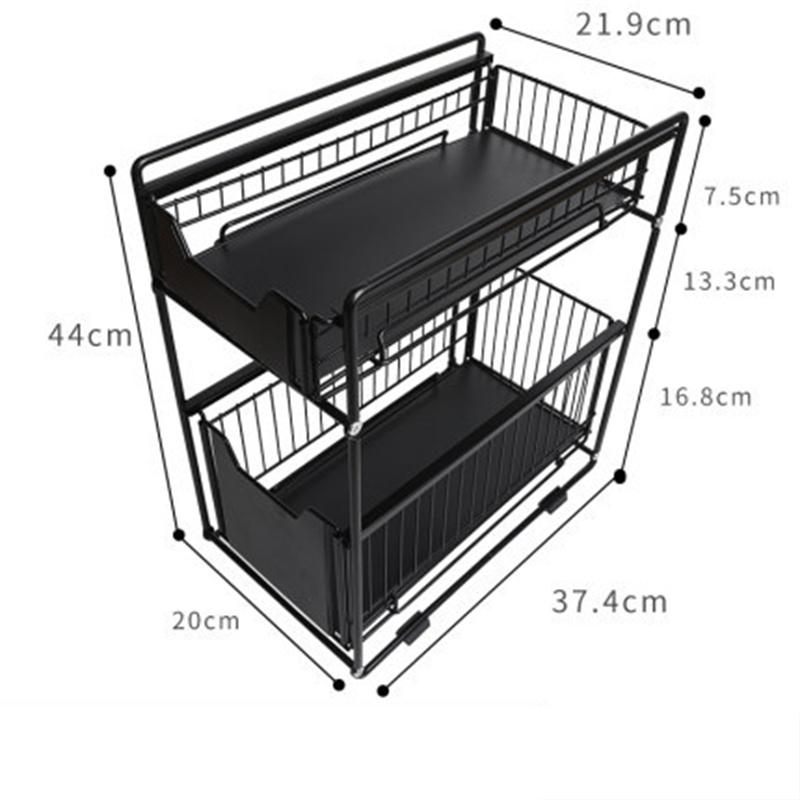 Стеллаж для хранения под кухонной раковиной. Тип ящика можно толкать и тянуть под шкафом. Телескопическая двойная полка.