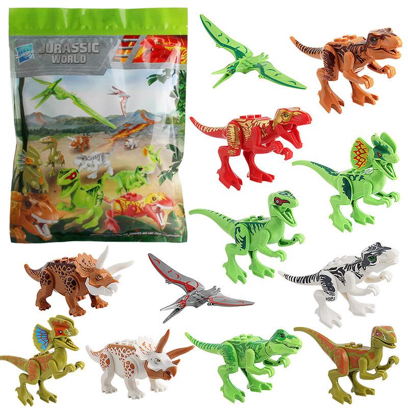 Dinosaur Building Blocks Jurassic Small Particle Assembly Toy 12-Pack Bagged Compatible Dinosaur Model Set