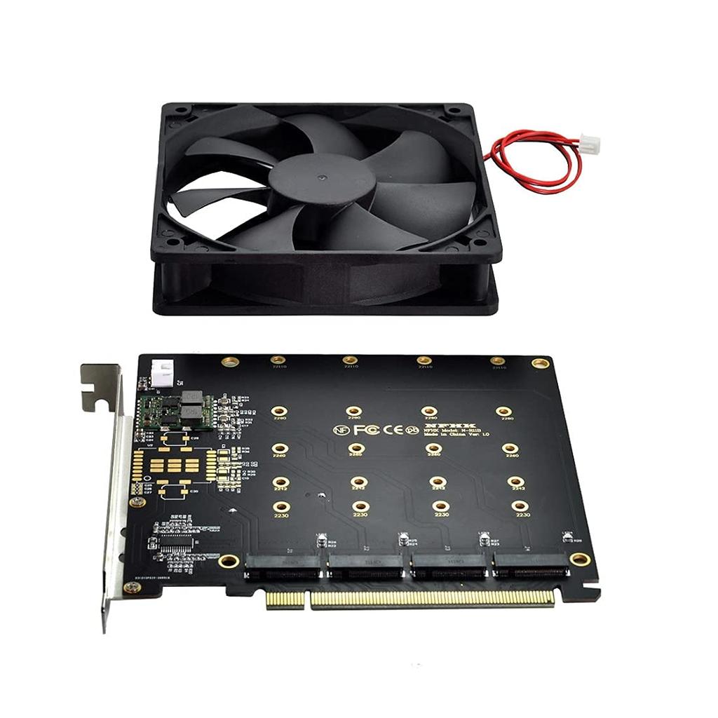 Chenyang NVME Gen Адаптер NVME AHCI X4 к Express Gen3 X16 RAID-карта с вентилятором VROC Raid0 Hyper Адаптер M.2 3.0 M.2 PCI-E 3.0