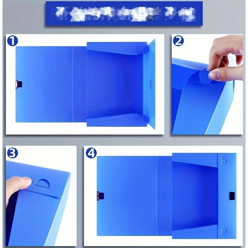 11pcs 7.5cm Blue File Box Thickened Folding Black File Box A4 Data Test Paper Storage Box Large Capacity Office Supplies