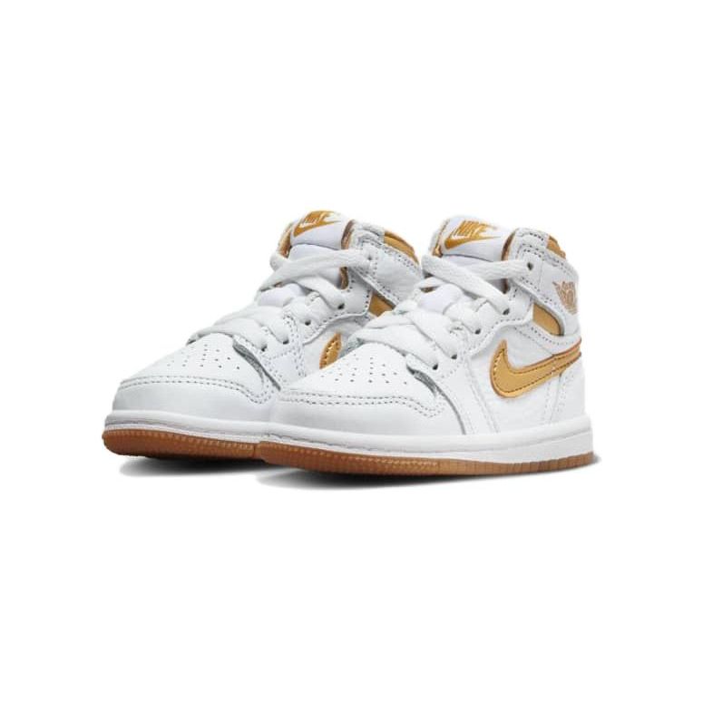Детские кроссовки Air Jordan 1 Retro High OG TD Metallic Gold White Gum-Light-Brown FD2598-107