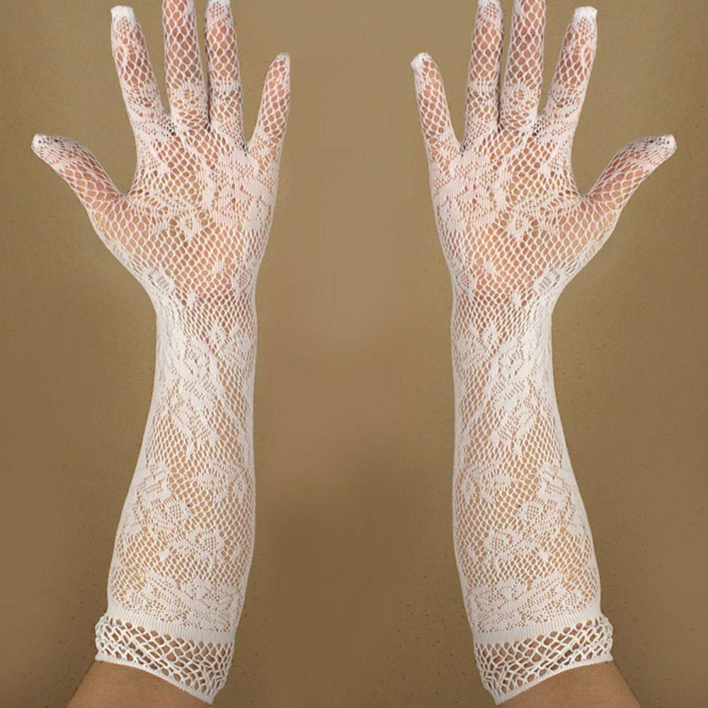 Защита от солнца Кружевные перчатки с цветочным узором Тонкие сетчатые ажурные перчатки Модные летние митенки для верховой езды