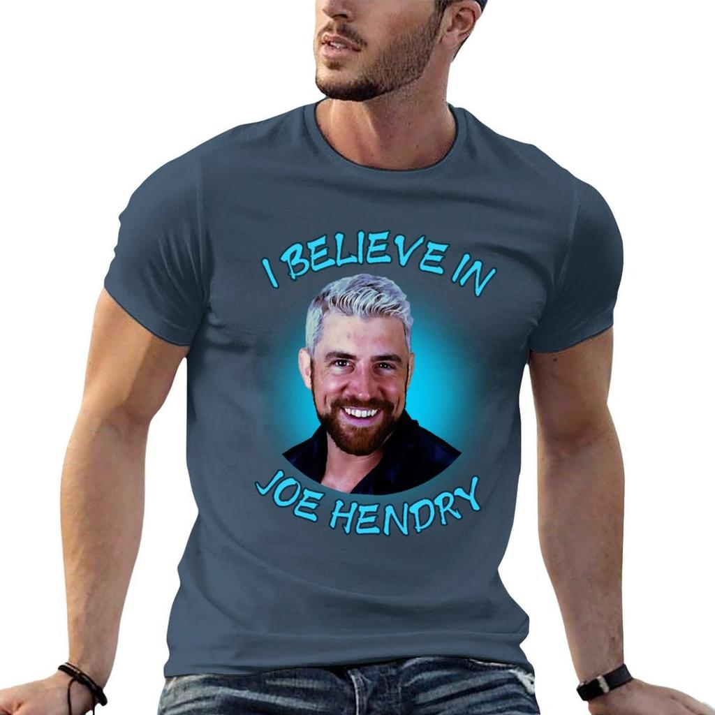 I Believe In Joe Hendry Cyan Color Tshirt Modern Print Casual Tshirt