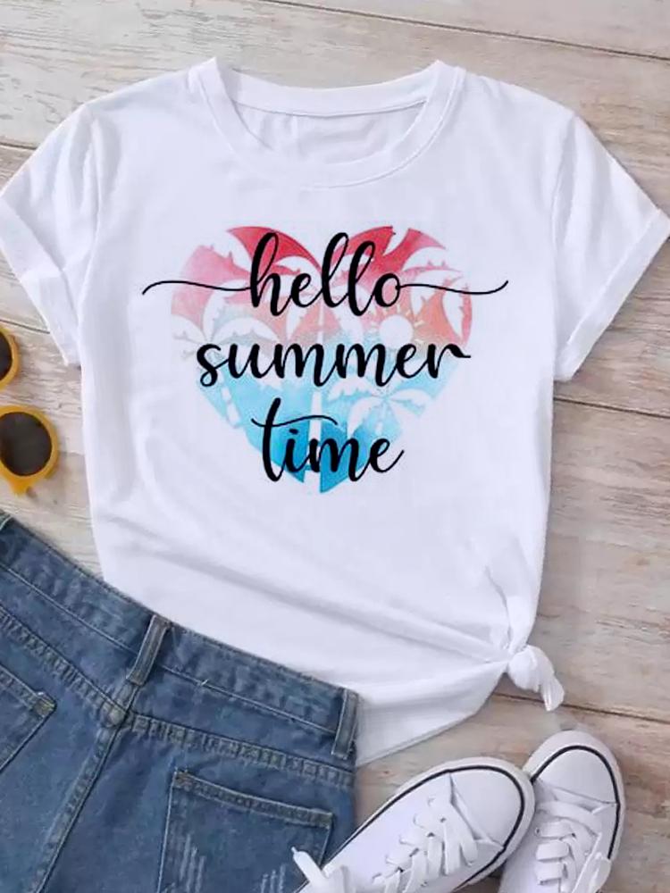 Maycaur Новая женская белая футболка Мода Лето Принт букв Короткий рукав Футболка Харадзюку Уличная одежда Топы Женская футболка Футболки