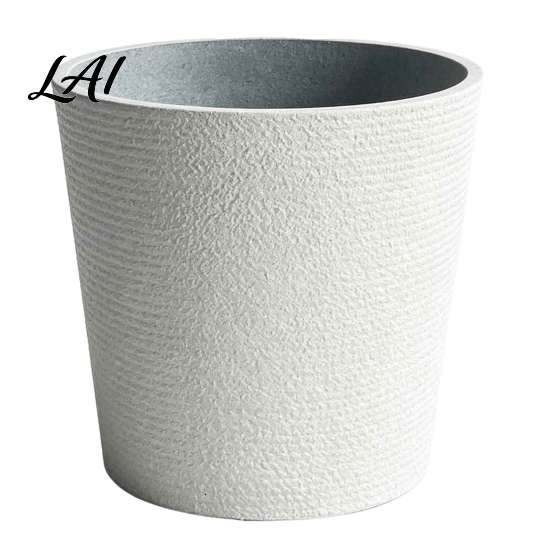 Sturdy Thickened Flower Container Large Tall Resin Planter Faux Stone Plant Pot with Embossed Modern Entryway Texture Decorative for Indoor