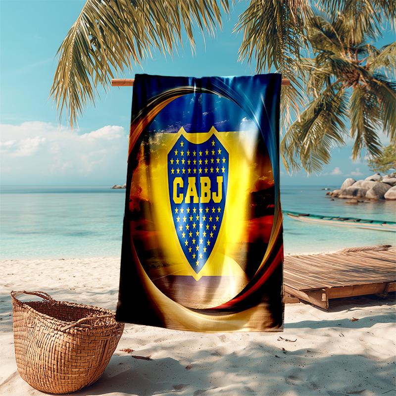 proof beach towel with Club Atlético Boca Juniors pattern - soft,absorbent,quick-drying,machine washable - perfect for swimming,camping,bathing