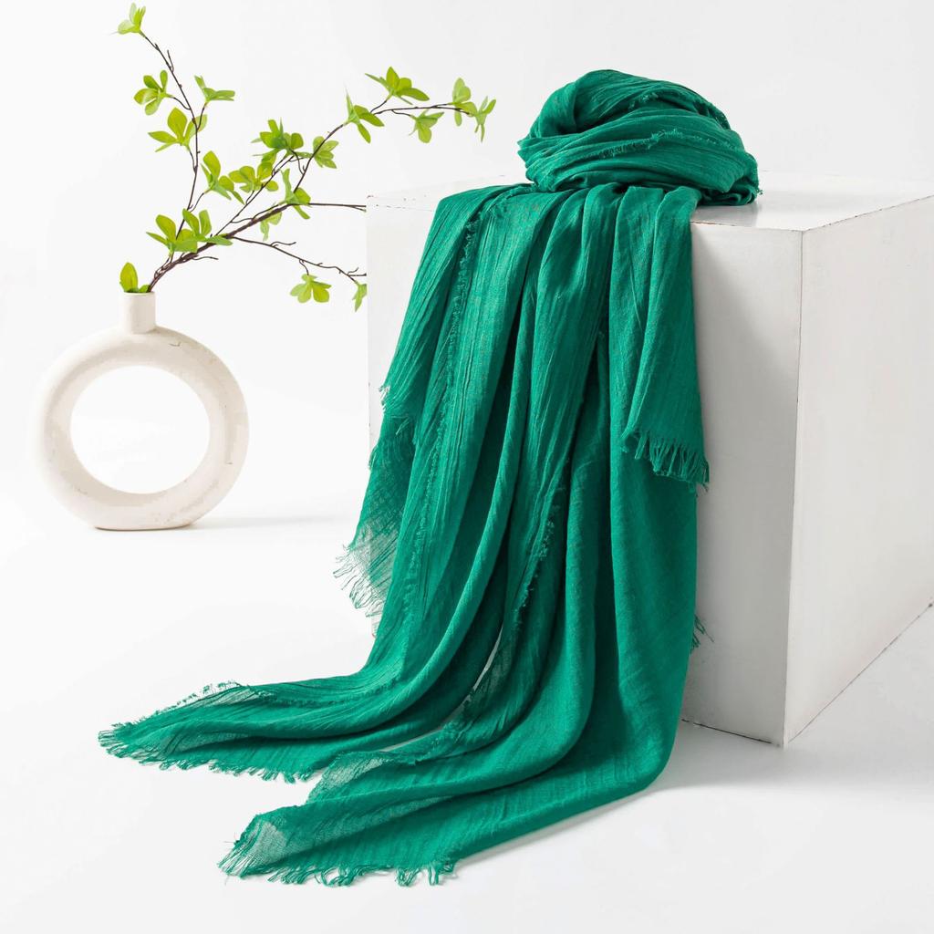 Spring and summer sunscreen scarf imitation cotton and linen solid color simple shawl women's high-end silk scarf yarn headscarf women's cross-border