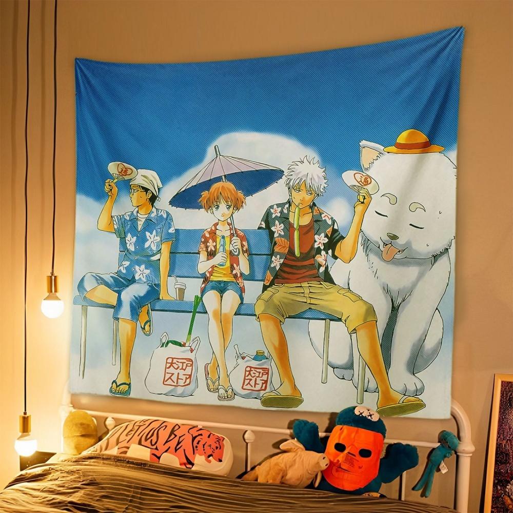 1pc Japanese Anime Tapestry GINTAMA Background Cloth Student Dormitory Bedside Bedroom Decoration Hanging Rental House  Tapestry