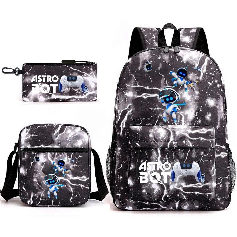 Teen Schoolbag, Universe Robot, Primary School Student Starry Sky Personality Heat Transfer Backpack Three-piece Set