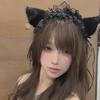 Lace Black Cat Ears Headband with Bell - Lolita Hair Accessory